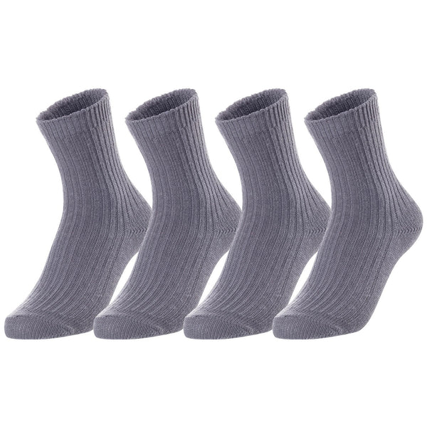 Lovely Annie Unisex Children's 4 Pairs Thick & Warm, Comfy, Durable Wool Crew Socks. Perfect as Winter Snow Sock and All Seasons LK08 Size 0Y-2Y (Grey)