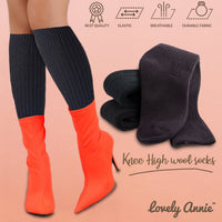 Lovely Annie Big Girl's & Women's 3 Pairs Exceptional Non Slip, Cozy and Cool Knee High Wool Socks ABGFS05 Size 6-9 (Grey, Pruple, Black)