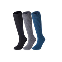 Lovely Annie Big Girl's & Women's 3 Pairs Exceptional Non Slip, Cozy and Cool Knee High Wool Socks ABGFS05 Size 6-9 (Blue, Grey, Black)