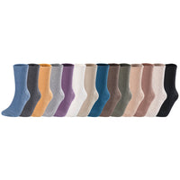 Lovely Annie 12 Pairs Gorgeous Comfy Super Comfortable Big Girls Women's Wool Crew Socks. Strong, Soft with Unique Designs L1840 Size 5-11