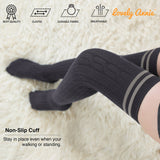 Incredible Women's 4 Pairs Thigh High Cotton Socks Unique, Durable and Super Soft For Everyday Relaxed Feet LAJ1023 Size 6-9 (Black,Coffee,Khaki,White)