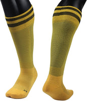 Lovely Annie Girls' 2 Pairs Knee High Sports Socks for Baseball/Soccer/Lacrosse 003 S(Yellow)