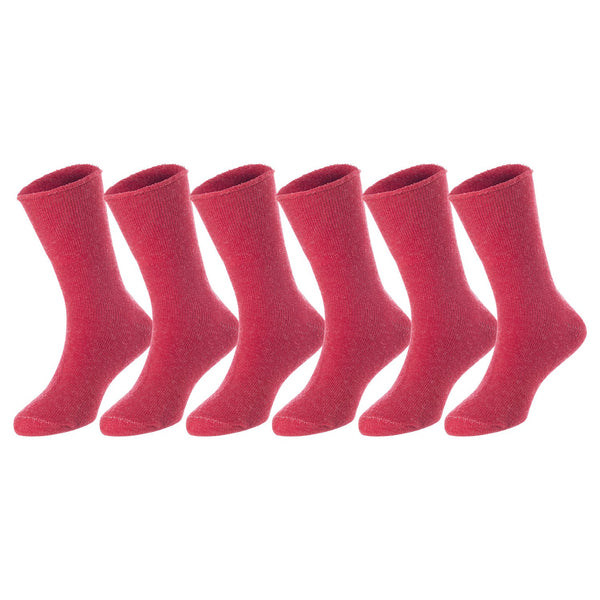 6 Pairs Children's Wool Crew Socks for Boys and Girls. Durable, Stretchable, Thick & Warm Sweat Resistant Kid Socks LK0601 Size 12M-24M (Red)