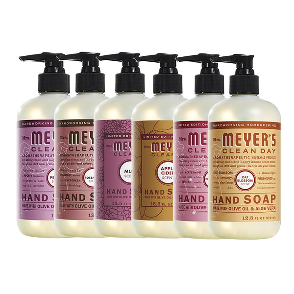 Liquid Hand Soap for Daily Use Essential Oils for Cruelty Free, 1 Bottle Peony, 1 Bottle Rosemary, 1 Bottle Mum, 1 Bottle Apple Cider, 1 Bottle Peppermint, 1 Bottle Oat Blossom, 12.5 OZ each