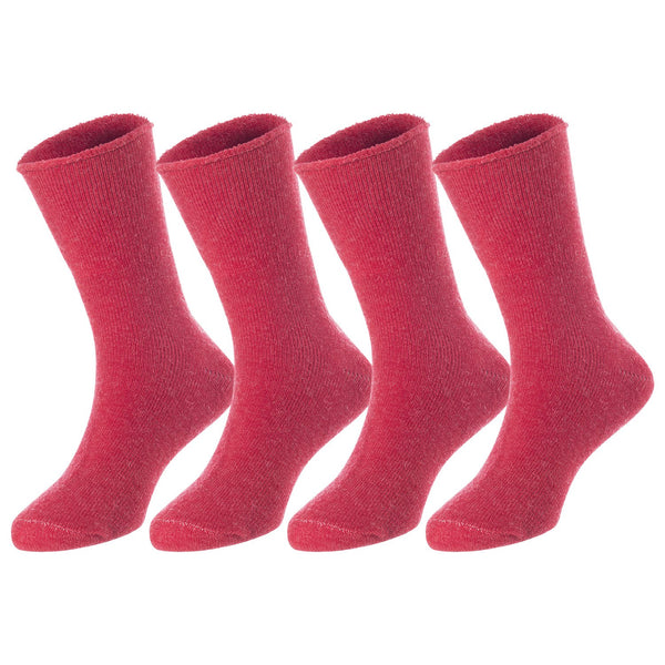4 Pairs Children's Wool Socks for Boys and Girls. Durable, Sweat Resistant Colored Crew Socks Perfect for All Season LK0601 Size 12M-24M (Red)