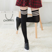 Lovely Annie Women's 5 Pairs Incredible Durable Super Soft Unique Over Knee High Thigh High Cotton Socks Size 6-9 A1022(Black)