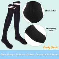 Lovely Annie Women's 3 Pairs Incredible Durable Super Soft Unique Over Knee High Thigh High Cotton Socks Size 6-9 A1023(Black,DarkGrey,Navy)