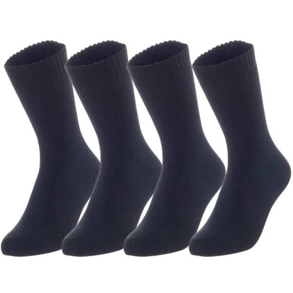 Lovely Annie Perfect Fit, and Cozy Women's 4 Pairs Wool Blend Crew Socks For Healthy Feet With A Wide WD Plain Size 6-9(Black)