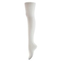 Remarkable Big Girl's Women's 3 Pairs Thigh High Cotton Socks Long Lasting, Colorful and Fancy LA1025 One Size (Cream)