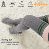 Lovely Annie Big Girl's Women's 5 Pairs Incredible Durable Super Soft Unique Over Knee High Thigh High Cotton Socks Size 6-9 A1023(Dark Grey)