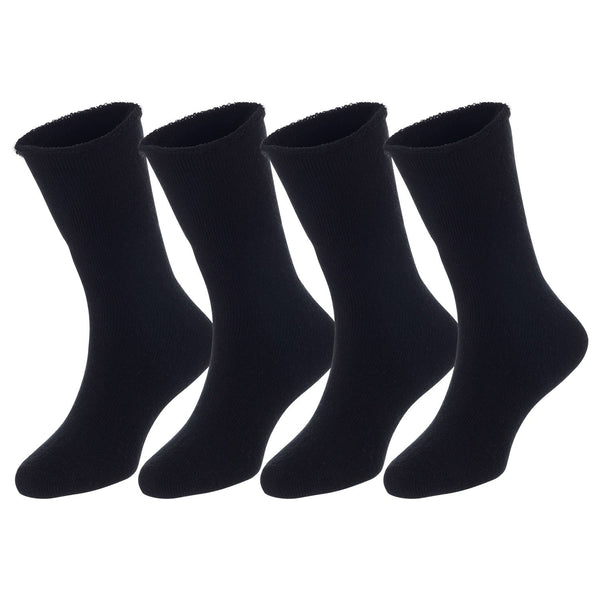 4 Pairs Children's Wool Socks for Boys and Girls. Durable, Sweat Resistant Colored Crew Socks Perfect for All Season LK0601 Size 12M-24M (Black)