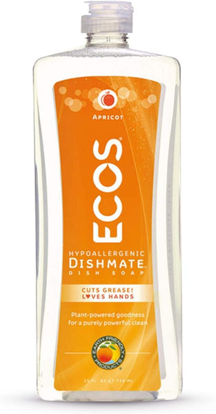 Dishmate, Dishwashing Liquid, Natural Apricot, Hard On Grease, Gentle On Skin, Hypo Allergenic, U.S. EPA Safer Choice Certified, Pack of 5, 25 Fl OZ Per Pack