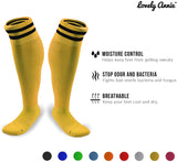 Lovely Annie Girls' 2 Pairs Knee High Sports Socks for Baseball/Soccer/Lacrosse 003 XS(Yellow)