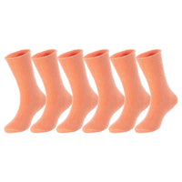 6 Pairs Children's Wool Crew Socks for Boys and Girls. Durable, Stretchable, Thick & Warm Sweat Resistant Kid Socks LK0601 Size 0M-6M (Orange)