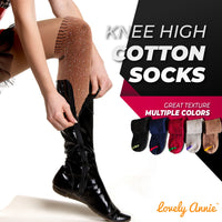 Lovely Annie Women's 3 Pairs Cute High Knee Cotton Socks, Cozy Fluffy Fancy with a Wide Color and Size Range Size 7-9 A158212(Black,Grey,Coffee)
