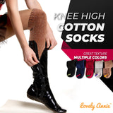 Lovely Annie Women's 3 Pairs Cute High Knee Cotton Socks, Cozy Fluffy Fancy with a Wide Color and Size Range Size 7-9 A158212(Black,Grey,Coffee)