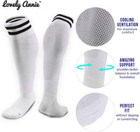 Lovely Annie Unisex Children 2 Pairs Knee High Sports Socks for Baseball/Soccer/Lacrosse 003 XS(White)