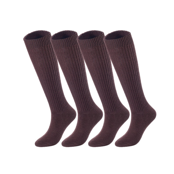 Lovely Annie Women's 4 Pairs Knee High Wool Socks | Comfy, Cozy and Fancy Leg Warmer Stockings AFS05 Size 6-9(Brown)