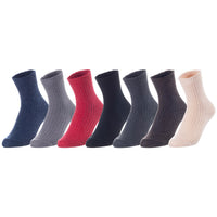 Lovely Annie Unisex Children's 7 Pairs Thick & Warm, Comfy, Durable Wool Crew Socks. Perfect as Winter Snow Sock and All Seasons LK08 Size 6Y-8Y (Assorted)