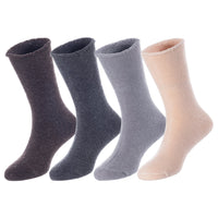4 Pairs Children's Wool Socks for Boys & Girls. Comfy, Durable, Sweat Resistant Colored Crew Socks LK0601 Size 12M-24M (Coffee,Dark Grey,Grey,Beige)