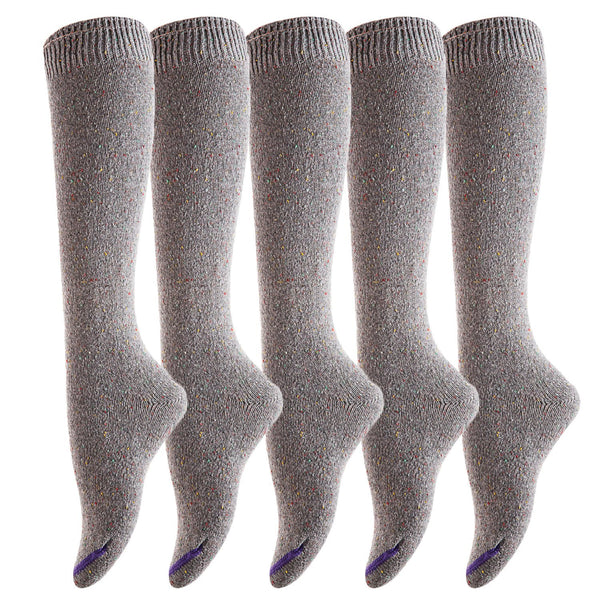 Lovely Annie Women's 5 Pairs Pack Knee High Cotton Boot Socks Size 7-9(Grey)