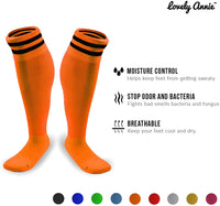 Lovely Annie Girls' 2 Pairs Knee High Sports Socks for Baseball/Soccer/Lacrosse 003 S(Orange)