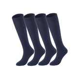 Lovely Annie Big Girl's & Women's 4 Pairs Knee High Wool Socks | Comfy, Cozy and Fancy Leg Warmer Stockings AFS05 Size L/XL(Navy)