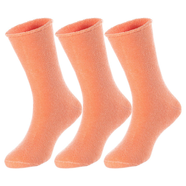 3 Pairs Children's Wool Socks for Boys & Girls. Comfy, Durable, Stretchable, Sweat Resistant Colored Crew Socks LK0601 Size 6M-12M (Orange)