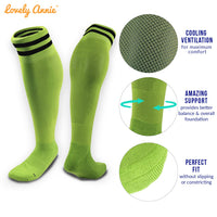 Lovely Annie 1 Pair Ultra Comfortable Girls Knee High Sports Socks Perfect as Activewear as Soccer, Football, and Other Sports XL003 S(Green)