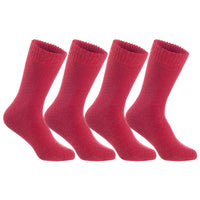 4 Pairs of The Most Gorgeous Women's Wool Crew Socks. Soft, Strong, Super Comfortable with Unique Designs LK0602 Size 6-9 (Red)