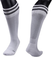 Lovely Annie Men's 2 Pairs Knee High Sports Socks for Baseball/Soccer/Lacrosse 003 M(White)