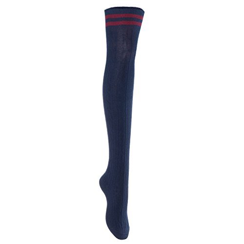 Women's 1 Pair Thigh High Socks J1023 Over the Knee High Leg Wamers Girls Winter Warm Crochet Socks J1023(Navy) 4p1c6