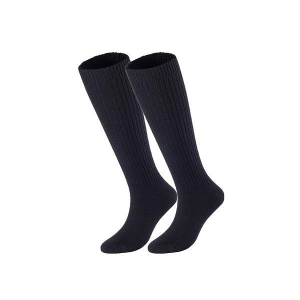 Lovely Annie Big Girl's & Women's 2 Pairs Knee High Wool Socks | Comfy, Cozy and Fancy Leg Warmer Stockings AFS05 Size L/XL(Black)