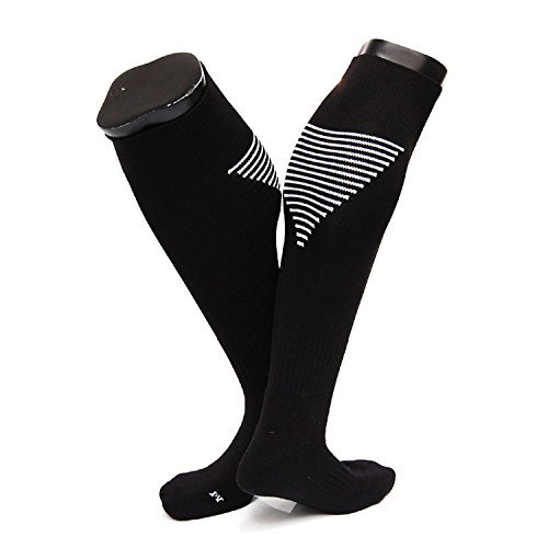 Lovely Annie Big Girl's 1 Pair Knee High Athletic Sports Socks Size L/XL XL0026-10(Black w/ White Strip)