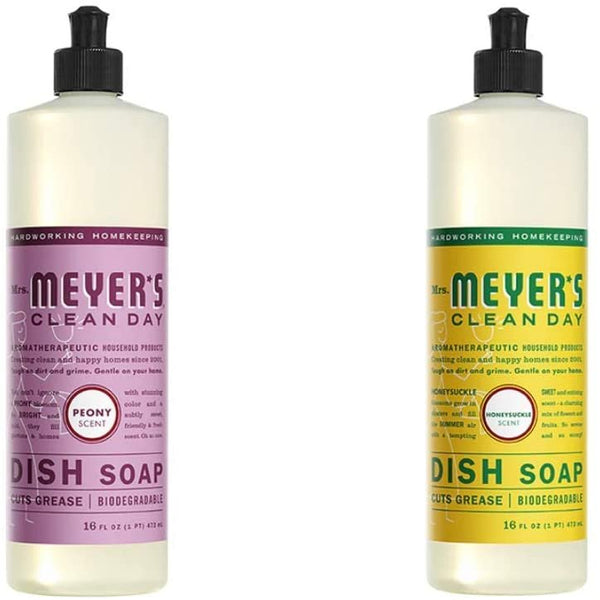 Mrs. Meyers Clean Day Liquid Dish Soap, 1 Pack Peony, 1 Pack Honeysuckle , 16 OZ