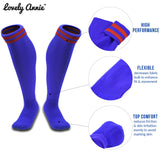 Lovely Annie 1 Pair Boys Knee High Sports Socks Lightweight & Breathable Socks - Ultra Comfortable & Durable Long Socks XL002 Size XXS Blue