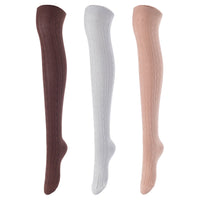 Lovely Annie Women's 3 Pairs Incredible Durable Super Soft Unique Over Knee High Thigh High Cotton Socks Size 6-9 A1024 (Coffee,Grey, Khaki)