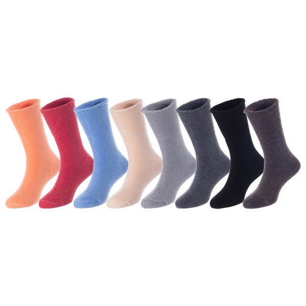 8 Pairs Children's Wool Crew Socks for Boys and Girls. Durable, Stretchable, Thick & Warm Sweat Resistant Kid Socks LK0601 Size 0M-6M (No Rose)