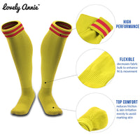 Lovely Annie 1 Pair Fantastic Men's Knee High Sports Socks. Cozy, Comfortable, Durable and Health Supporting XL002 Size L Yellow