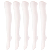 Lovely Annie Women's 5 Pairs Incredible Durable Super Soft Unique Over Knee High Thigh High Cotton Socks Size 6-9 A1024 (Beige)