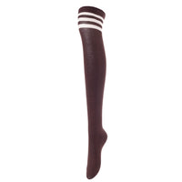 Lovely Annie Big Girl's Women's 3 Pairs Incredible Durable Super Soft Unique Over Knee High Thigh High Cotton Socks Size 6-9 A1022(DG,Cofe,White)