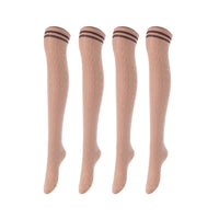 Incredible Women's 4 Pairs Thigh High Cotton Socks Unique, Durable And Super Soft For Everyday Relaxed Feet LAJ1023 Size 6-9 (Beige)