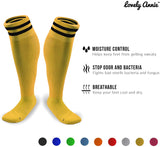 Lovely Annie Unisex Children 2 Pairs Knee High Sports Socks for Baseball/Soccer/Lacrosse 003 S(Yellow)