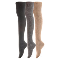 Incredible Women's 3 Pairs Thigh High Cotton Socks Unique, Durable And Super Soft For Everyday Relaxed Feet LAW1025 Size 6-9 (Random Color)