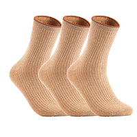 Lovely Annie Women's 3 Pairs Wool Blend Crew Socks HR1612 Casual Solid Size 6-9 (Beige)