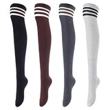 Women's 4 Pairs Thigh High Socks Over the Knee High Leg Wamers Girls Winter Warm Crochet Socks