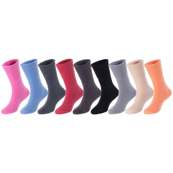 9 Pairs Children's Wool Crew Socks for Boys and Girls. Durable, Stretchable, Thick & Warm Sweat Resistant Kid Socks LK0601 Size 9Y-11Y (Random Colors)