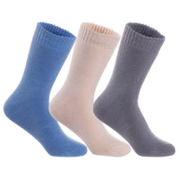 3 Pairs of The Most Gorgeous Women's Wool Crew Socks. Soft, Strong, Super Comfortable with Unique Designs LK0602 Size 6-9 (Blue, Beige,Grey)