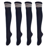 Women's 4 Pairs Thigh High Socks Over the Knee High Leg Wamers Girls Winter Warm Crochet Socks