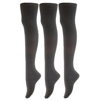 Incredible Women's 3 Pairs Thigh High Cotton Socks Unique, Durable And Super Soft For Everyday Relaxed Feet LAW1025 Size 6-9 (Black)